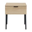 Luna Bedside Table - 1 Drawer - Oak and Black - Wood and Metal