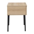 Luna Bedside Table - 1 Drawer - Oak and Black - Wood and Metal