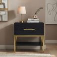 Tulip Bedside Table - 1 Drawer - Wenge Black and Gold - Wood and Metal