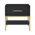 Tulip Bedside Table - 1 Drawer - Wenge Black and Gold - Wood and Metal