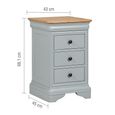 Chantilly Bedside Cabinet - 3 Drawer - Grey Painted - Wood