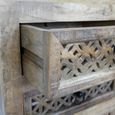 Carved Bedside Cabinet - 3 Drawer - Mango Wood