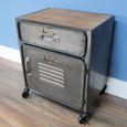 Industrial Bedside Cabinet - 1 Door - 1 Drawer - on Wheels - Metal