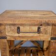 Industrial Bedside Cabinet - 1 Drawer - on Wheels - Mango Wood and Metal