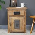 Jupiter Industrial Bedside Cabinet - 1 Door - 1 Drawer - Mango Wood and Metal