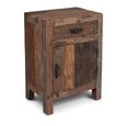Bassano Bedside Cabinet - 1 Door - 1 Drawer - Natural - Recycled Wood
