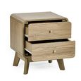 Ingrid Bedside Cabinet - 2 Drawer - Natural - Oak