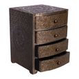 Bedside Cabinet - 4 Drawer - Antique Bronze - Wooden