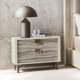 Jupiter Bedside Cabinet - 2 Drawer - Eco Stone and High Gloss Pearl Line