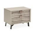 Jupiter Bedside Cabinet - 2 Drawer - Eco Stone and High Gloss Pearl Line