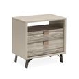 Jupiter Bedside Cabinet - 2 Drawer - with Open Unit - Eco Stone and High Gloss Pearl Line