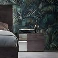 Heritage Bedside Cabinet - 2 Drawer - Right - with Mirrored Accent - Dark Velvet Birch High Gloss