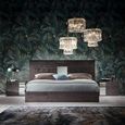 Heritage Bedside Cabinet - 2 Drawer - Right - with Mirrored Accent - Dark Velvet Birch High Gloss