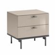 Claire Fluted Bedside Cabinet - 2 Drawer - Pearl Line Eco Veneer High Gloss and Black