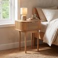 Curved Bedside Table - 1 Drawer - Fluted - Natural - Pine Wood