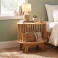 Live Bedside Table - Oval - Slatted - Natural - Bamboo Wood
