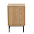 Bedside Table - 1 Door 1 Drawer - Natural and Black - Rattan and Metal