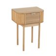 Curved Bedside Table - 1 Drawer - Fluted - Natural - Pine Wood