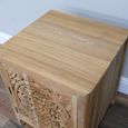 Carved Bedside Cabinet - 1 Left Door - 1 Drawer - Teak Wood