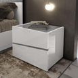 Alba Italian Bedside Cabinet - 2 Drawer - White - Carrara Marble Inlay