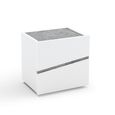 Alba Italian Bedside Cabinet - 2 Drawer - White - Carrara Marble Inlay