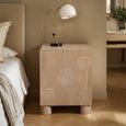 Austin Bedside Table - 1 Door - Fluted - Natural - Mango Wood