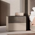 Essenza Italian Fluted Bedside Cabinet - 2 Drawer - Urban Velvet and Tabacco