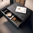 Onyx Italian Fluted Bedside Cabinet - 2 Drawer - Charcoal Black and MedBlue
