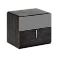 Onyx Italian Fluted Bedside Cabinet - 2 Drawer - Charcoal Black and MedBlue