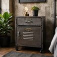 Industrial Metal 1 Door 1 Drawer on Wheels Bedside Cabinet thumbnail