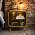 Curved Brushed Metal and Glass 1 Door Bedside Cabinet thumbnail