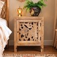 Carved Mango Wood 1 Door Small Bedside Cabinet thumbnail