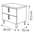 Ambra Italian Bedside Cabinet - 2 Drawer - Sand Birch