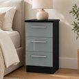 Knightsbridge Grey Gloss and Black 3 Drawer Bedside Cabinet thumbnail