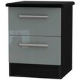 Knightsbridge Grey Gloss and Black 2 Drawer Bedside Cabinet thumbnail 2
