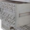Altesa Distressed Grey Carved Mango Wood 2 Drawer Bedside Cabinet thumbnail 4