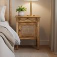 Bellecour Rattan and Natural Teak Wood 1 Door 1 Drawer Bedside Table