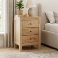Hydra Natural Mindi Wood 3 Drawer Bedside Cabinet thumbnail