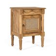 Bellecour Rattan and Natural Teak Wood 1 Door 1 Drawer Bedside Table thumbnail 2