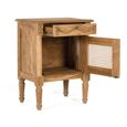 Bellecour Rattan and Natural Teak Wood 1 Door 1 Drawer Bedside Table thumbnail 3