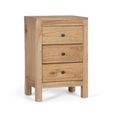 Hydra Natural Mindi Wood 3 Drawer Bedside Cabinet thumbnail 2