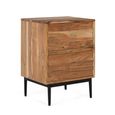 Woodland Natural Acacia Wood 2 Drawer Bedside Cabinet thumbnail 2