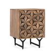 Marlee Natural Mango Wood 1 Door Geometric Bedside Cabinet thumbnail 2