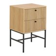 Albany Bedside Table - 2 Drawer - Ribbed Oak