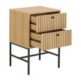 Albany Bedside Table - 2 Drawer - Ribbed Oak