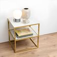 Alisma Bedside Table - White Marble and Gold Metal