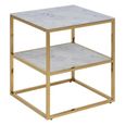 Alisma Bedside Table - White Marble and Gold Metal