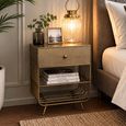 Brushed Metal and Glass 1 Drawer Bedside Cabinet thumbnail