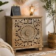 Carved Mango Wood 2 Drawer Bedside Cabinet thumbnail