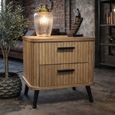 Ribbed Wooden 2 Drawer Bedside Cabinet thumbnail